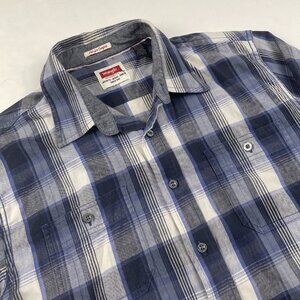 Wrangler Button Up Shirt Men’s L Flex For Comfort Long Sleeve Blue Workwear